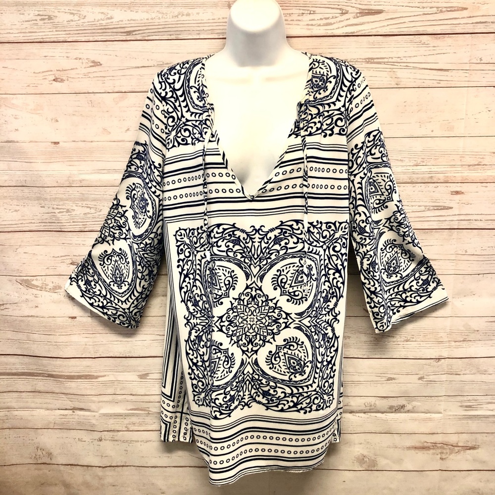 Blue Life Bandana Paisley Pattern Beach Coverup Tunic